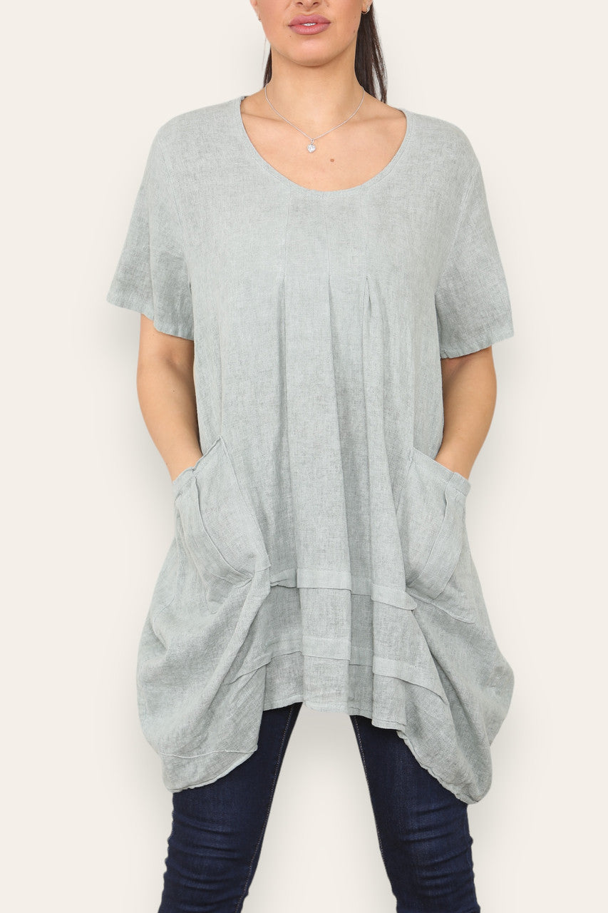 LAGENLOOK 2 POCKET TUNIC TOP KHAKI
