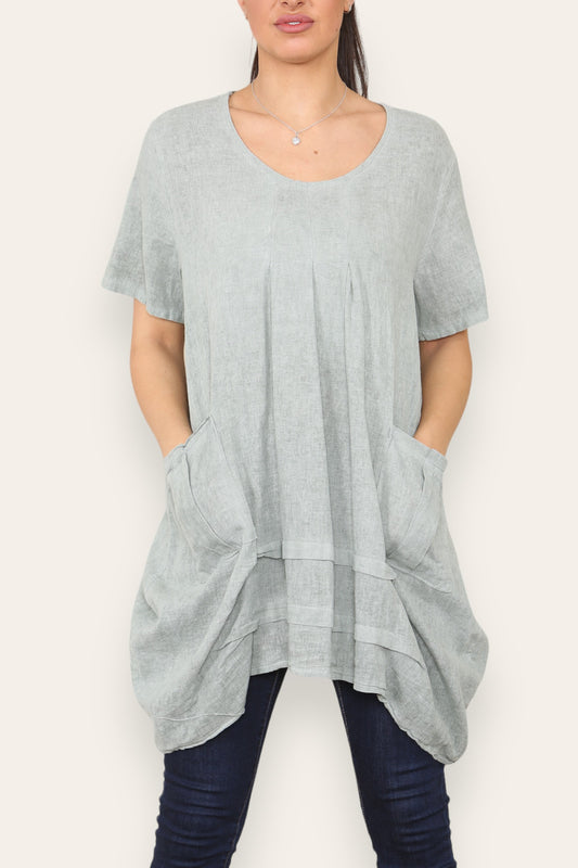 LAGENLOOK 2 POCKET TUNIC TOP KHAKI