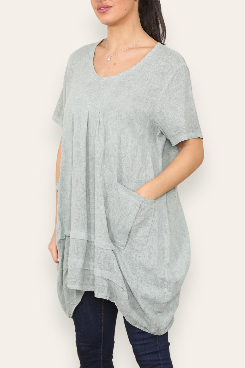 LAGENLOOK 2 POCKET TUNIC TOP KHAKI