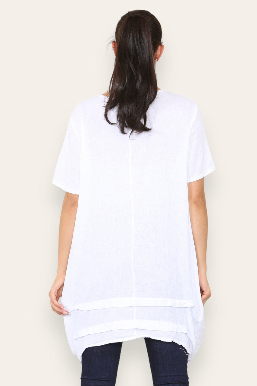 LAGENLOOK 2 POCKET TUNIC TOP WHITE