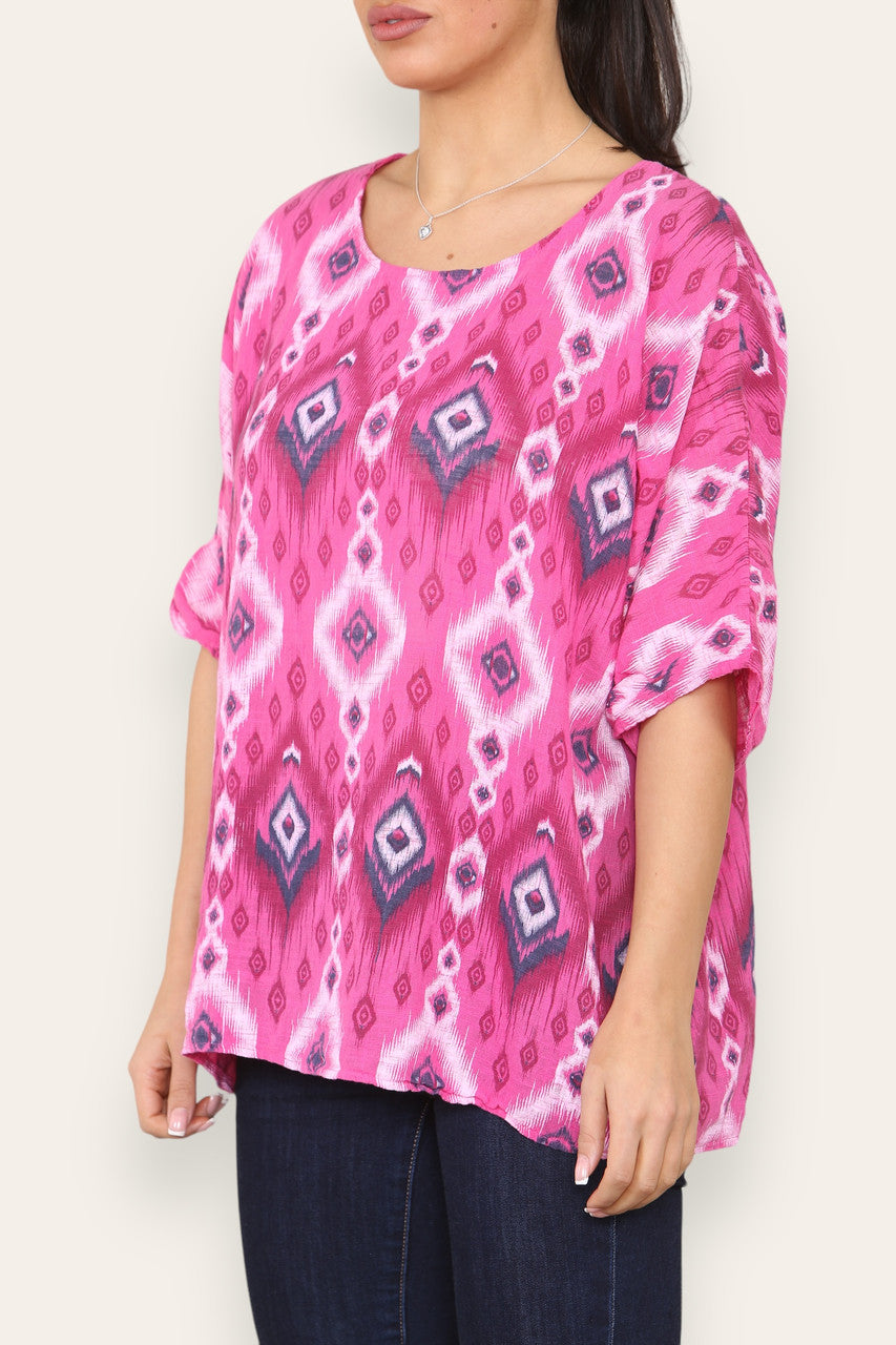 AZTEC PRINTED TOP CERISE