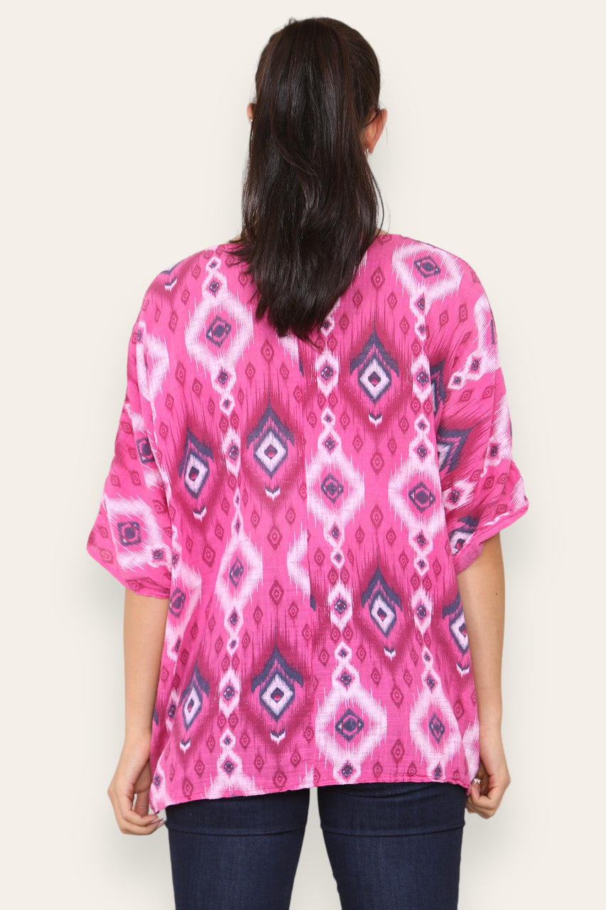 AZTEC PRINTED TOP CERISE