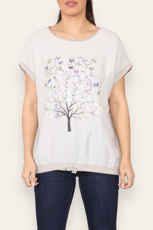 BUTTERFLY TREE FOIL GRAPHIC TOP STONE