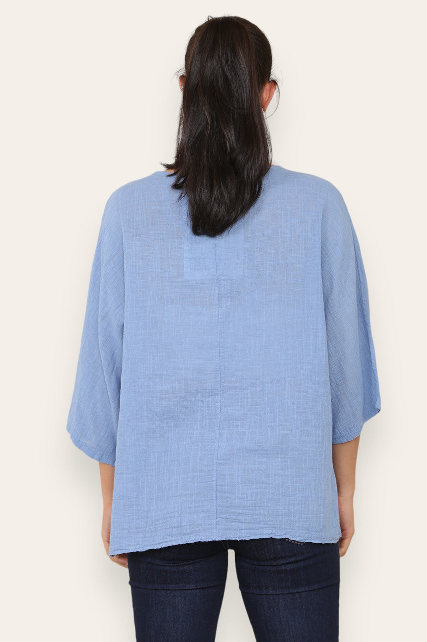 BALLOON HEART SEQUIN TOP DENIM
