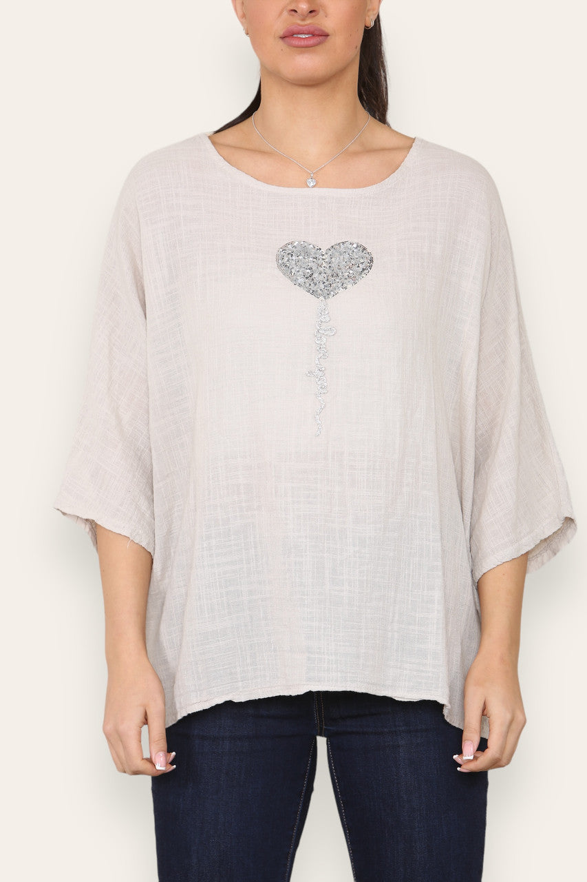 BALLOON HEART SEQUIN TOP STONE