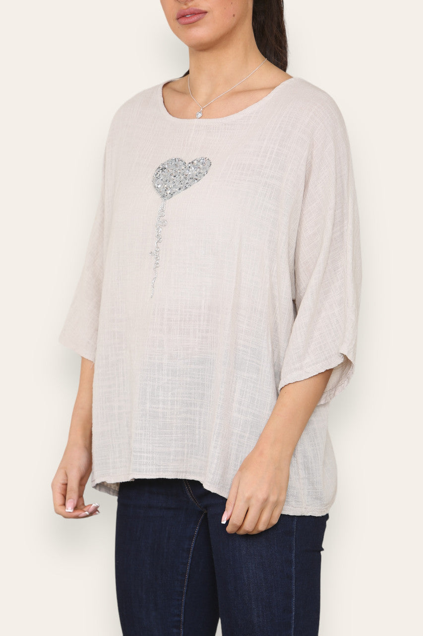 BALLOON HEART SEQUIN TOP STONE