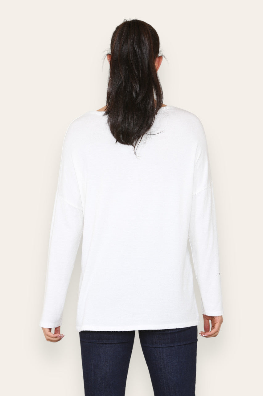 PLAIN BUTTON FRONT CARDIGAN TOP WHITE
