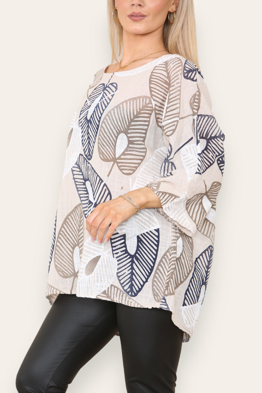 ABSTRACTE BLADPRINT TOP STEEN