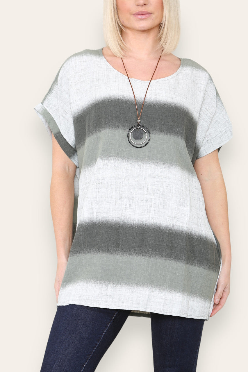 OMBRE PRINT TOP KAKI