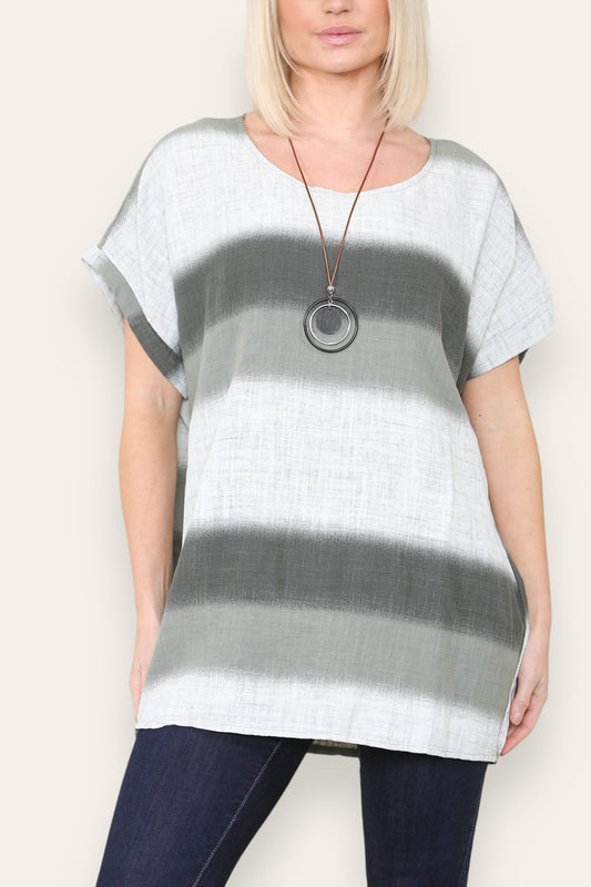 OMBRE PRINT TOP KHAKI