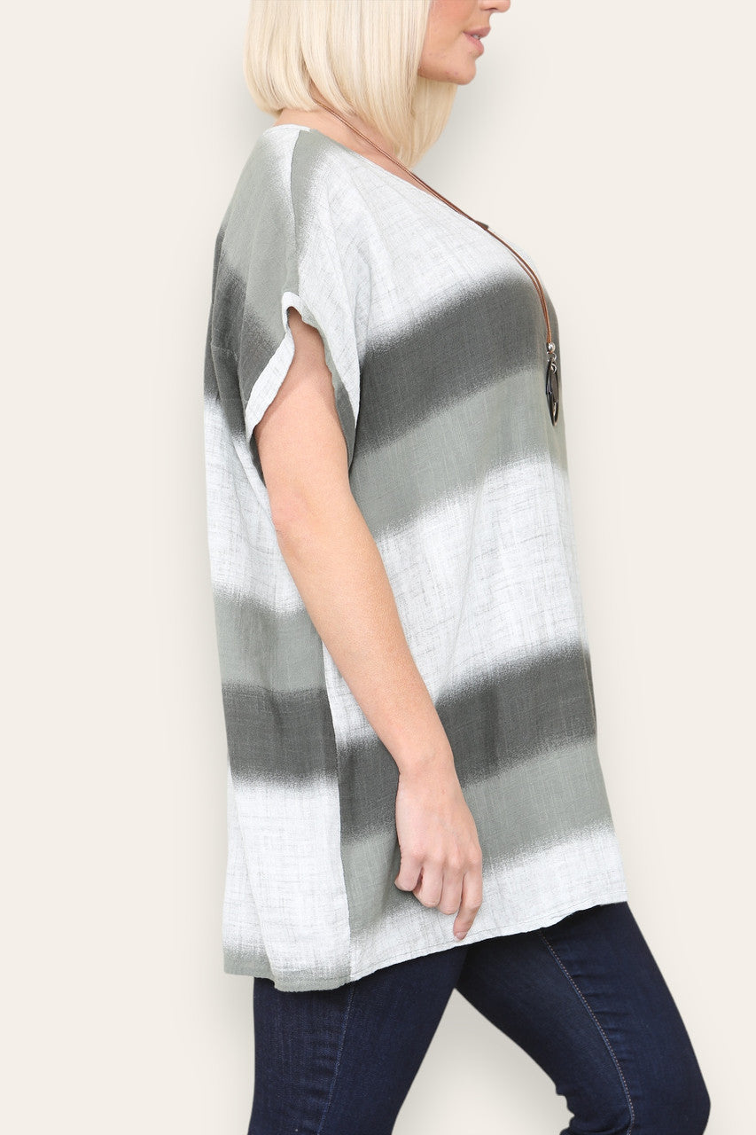 OMBRE PRINT TOP KAKI