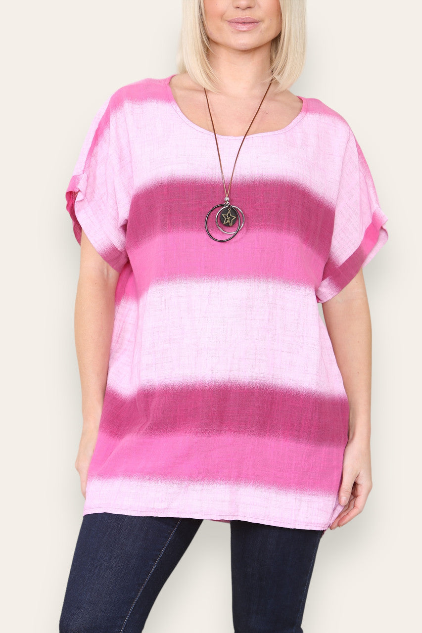 OMBRE PRINT TOP CERISE