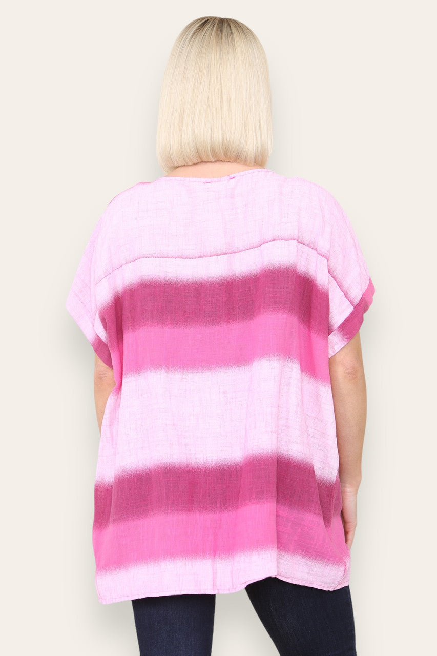 OMBRE PRINT TOP CERISE