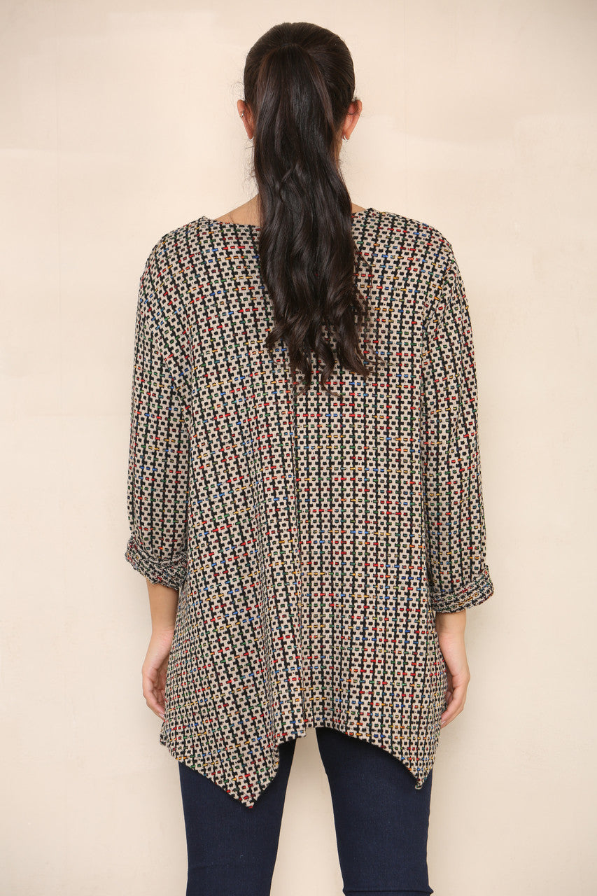 COLOUR FLECK YARN KNIT TUNIC JUMPER STONE