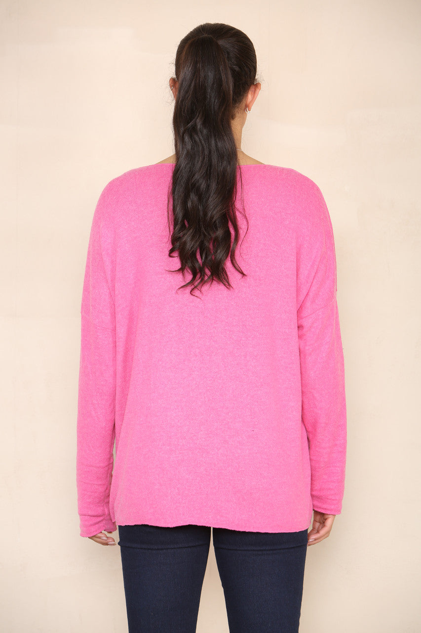 FOIL FEATHERS FINE KNIT JUMPER CERISE