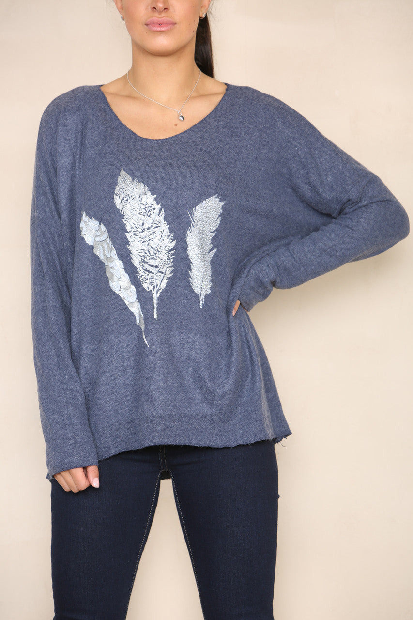 FOIL FEATHERS FINE KNIT JUMPER NAVY