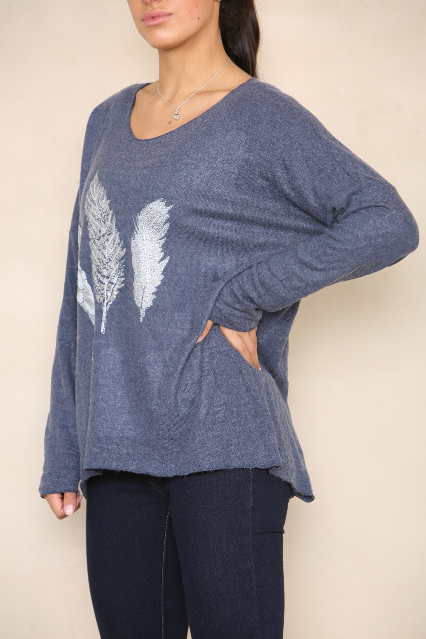FOIL FEATHERS FINE KNIT JUMPER NAVY
