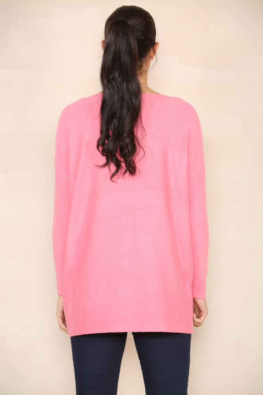 SEQUIN HEART OF HEARTS SOFT KNIT JUMPER PINK