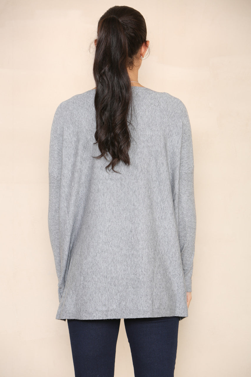 SEQUIN HEART OF HEARTS SOFT KNIT JUMPER GREY