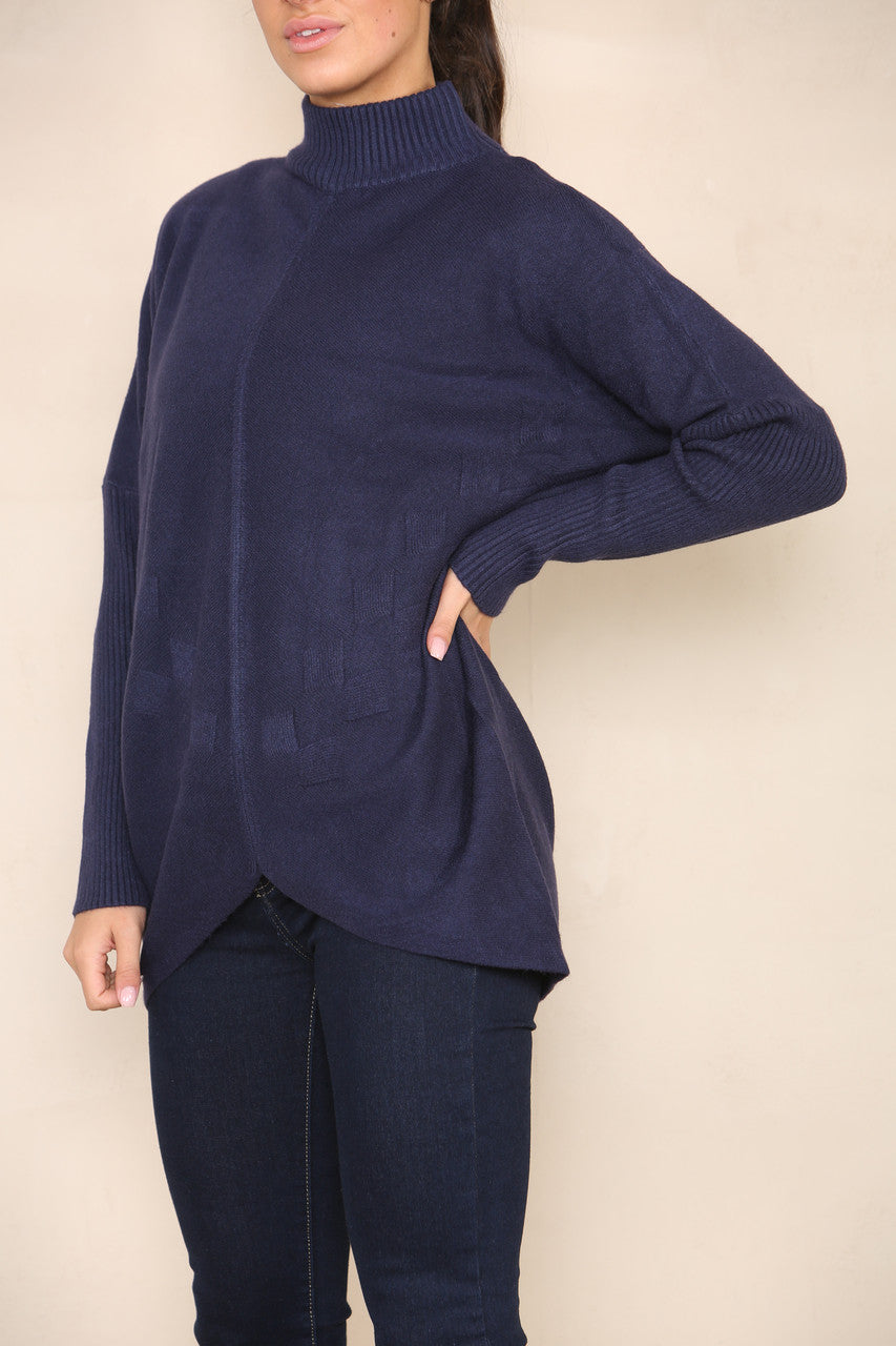 CABLE DETAIL BATWING SOFT KNIT JUMPER NAVY