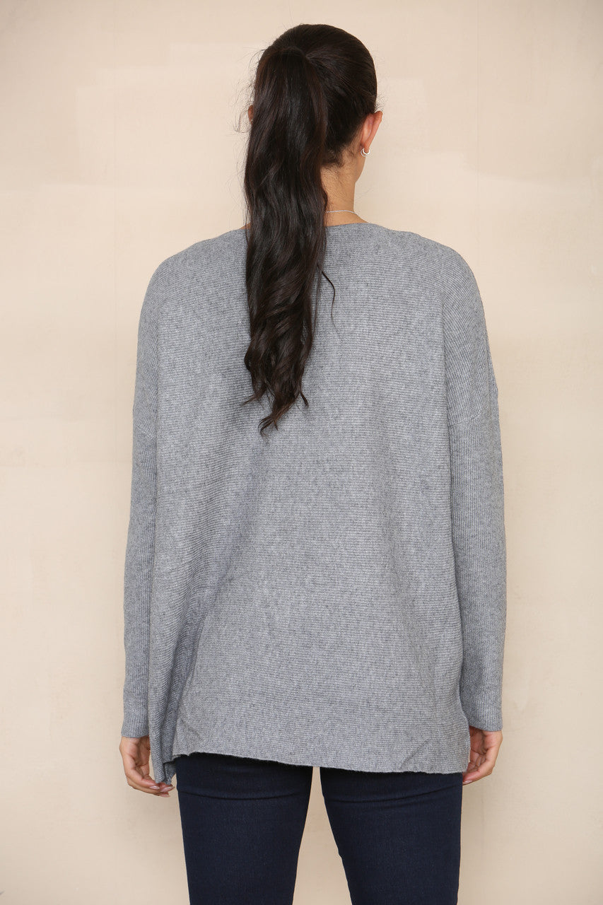PEARL & SEQUIN HEART SOFT KNIT JUMPER GREY