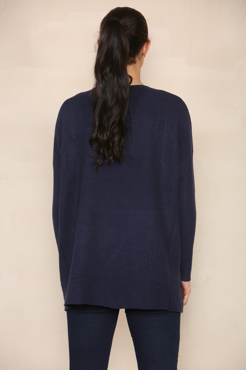 PEARL & SEQUIN HEART SOFT KNIT JUMPER NAVY