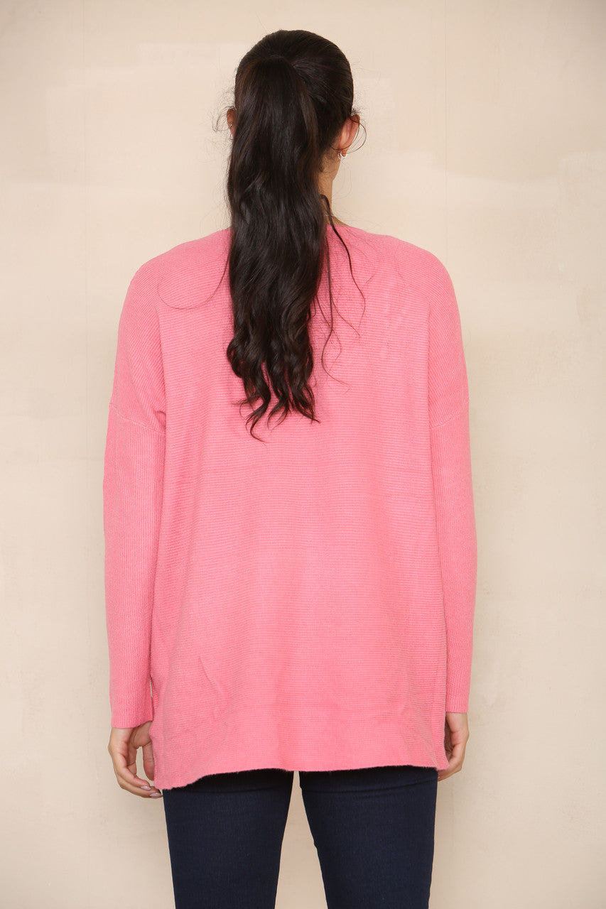 PEARL & SEQUIN HEART SOFT KNIT JUMPER PINK