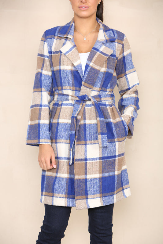 GEBLOKT GEBREID VEST BLAUW