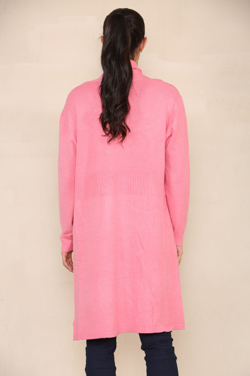 ZACHT GEBREID VEST ROZE
