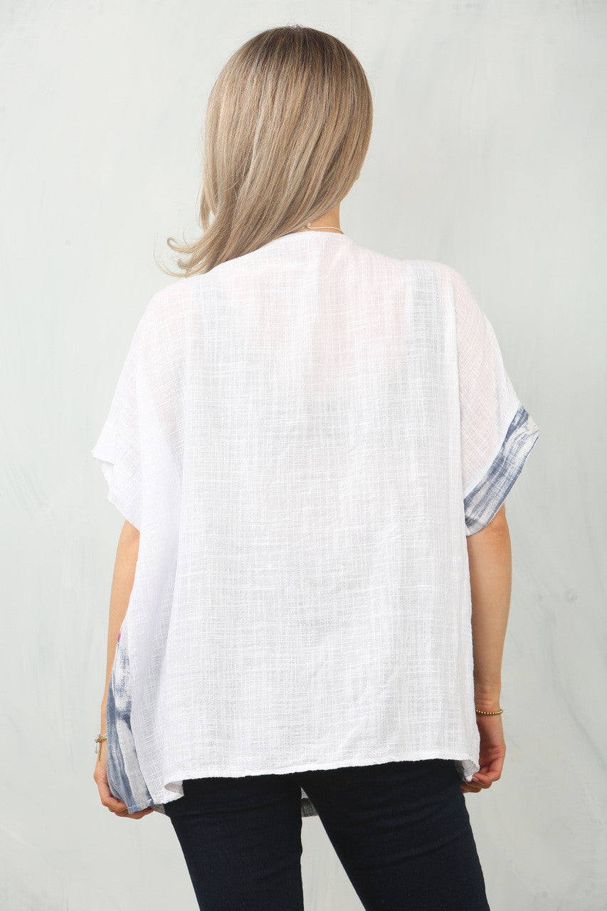 BLOSSOM BORDERPRINT TOP - WIT