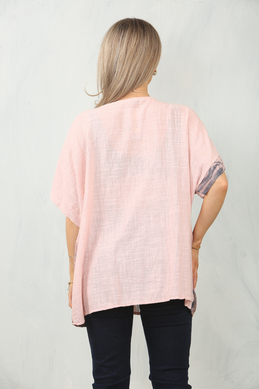 TOP MET BLOEMENRANDPRINT - STOFROZE