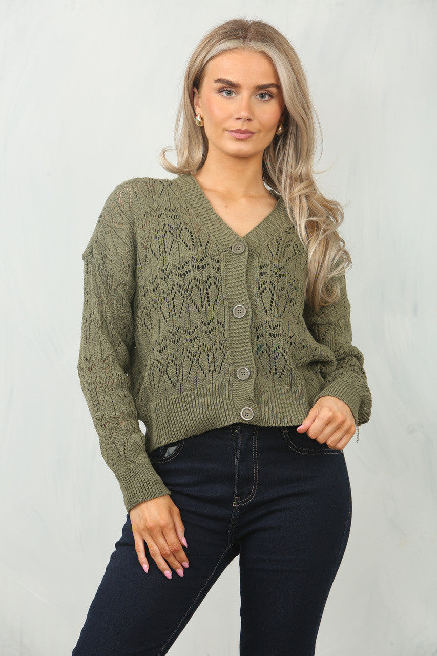 GEHAAKT GEBREID VEST - KHAKI