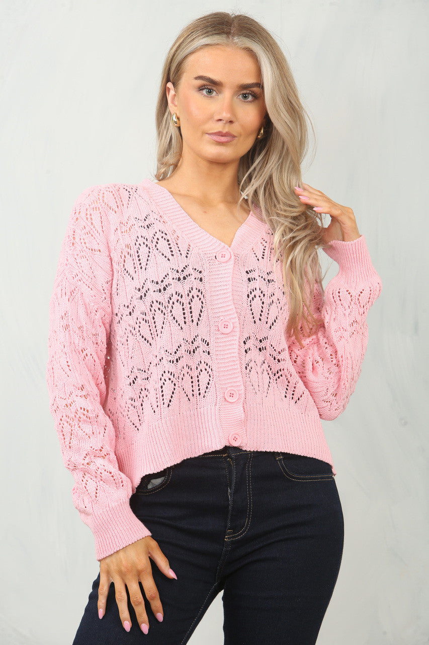 GEHAAKT VEST - ROZE