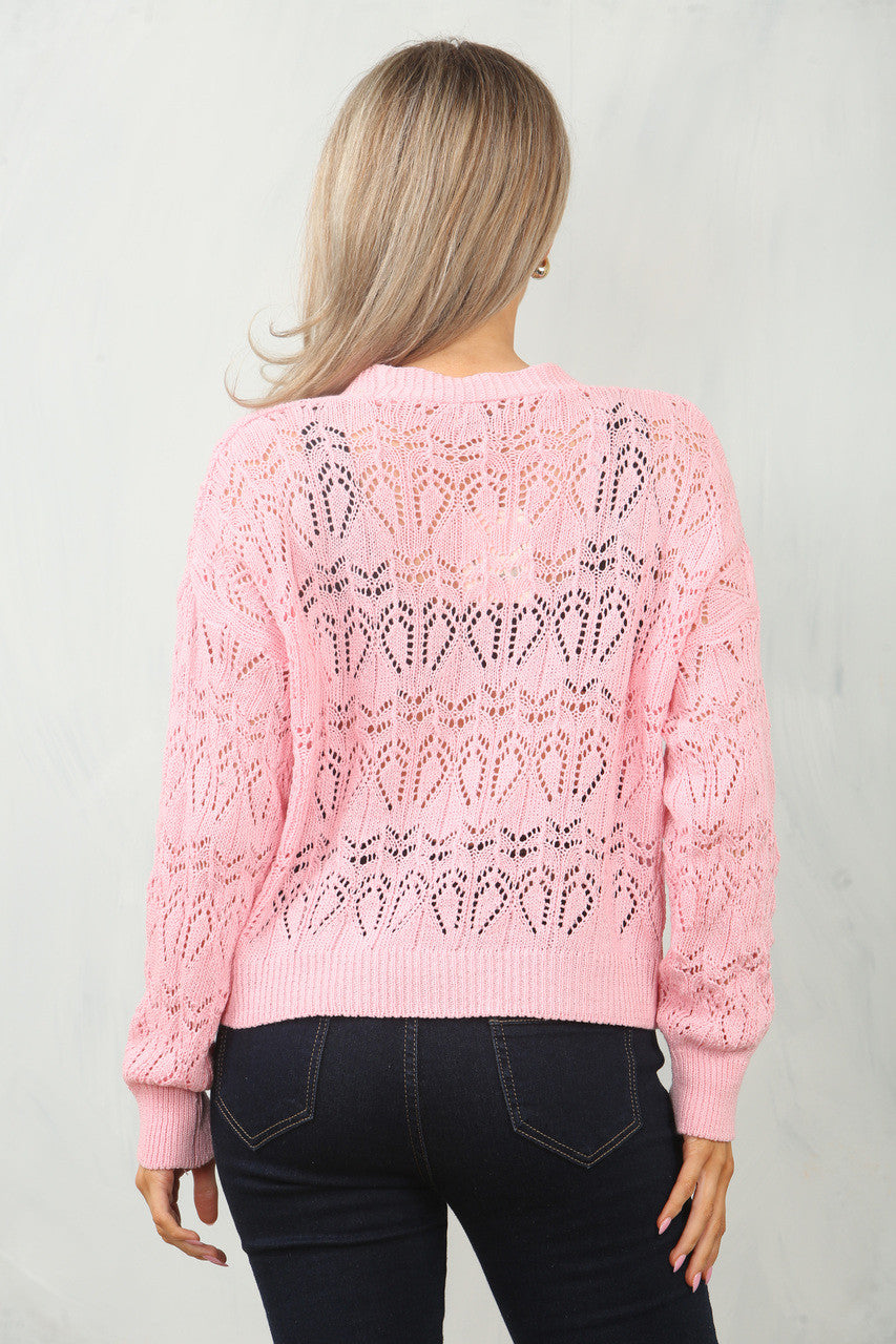 GEHAAKT VEST - ROZE