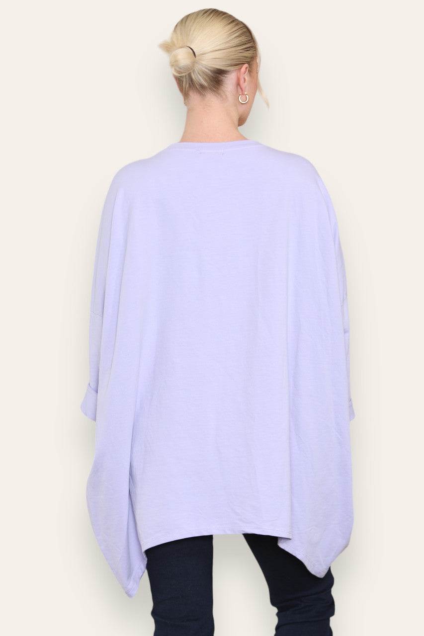 SEQUIN STAR COTTON SWEATSHIRT TOP LILAC
