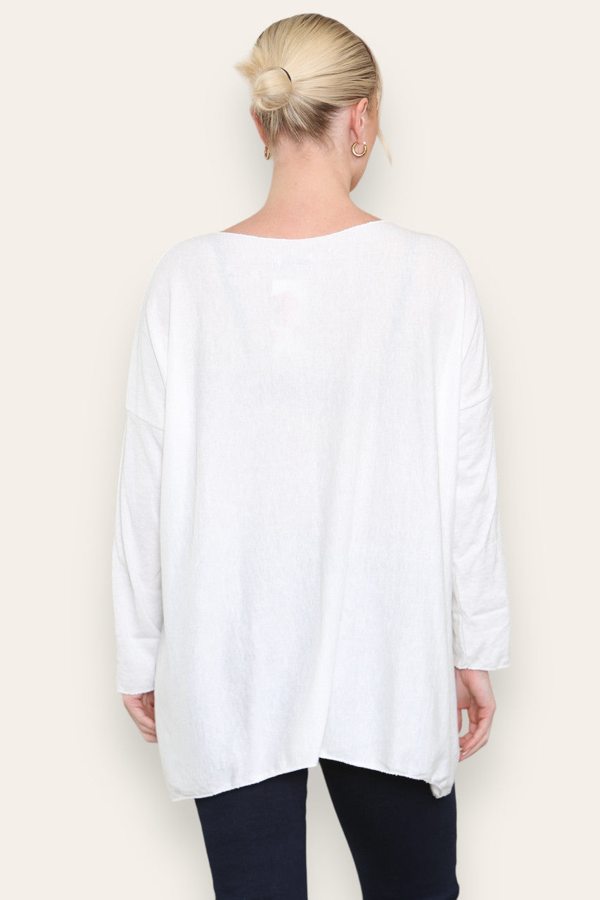 WATERCOLOUR HEART FINE KNIT TOP WHITE