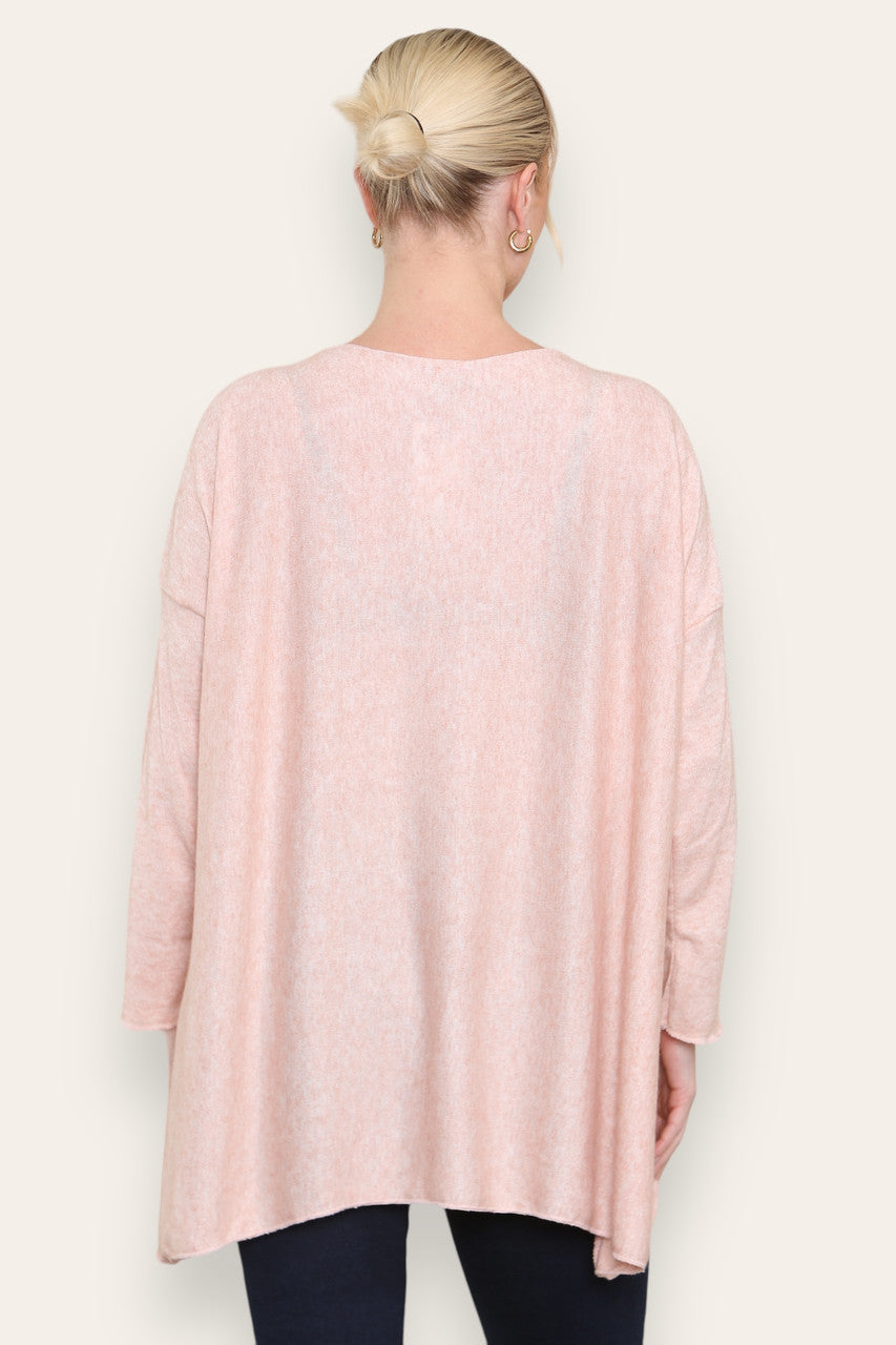 WATERCOLOUR HEART FINE KNIT TOP DUSTY PINK