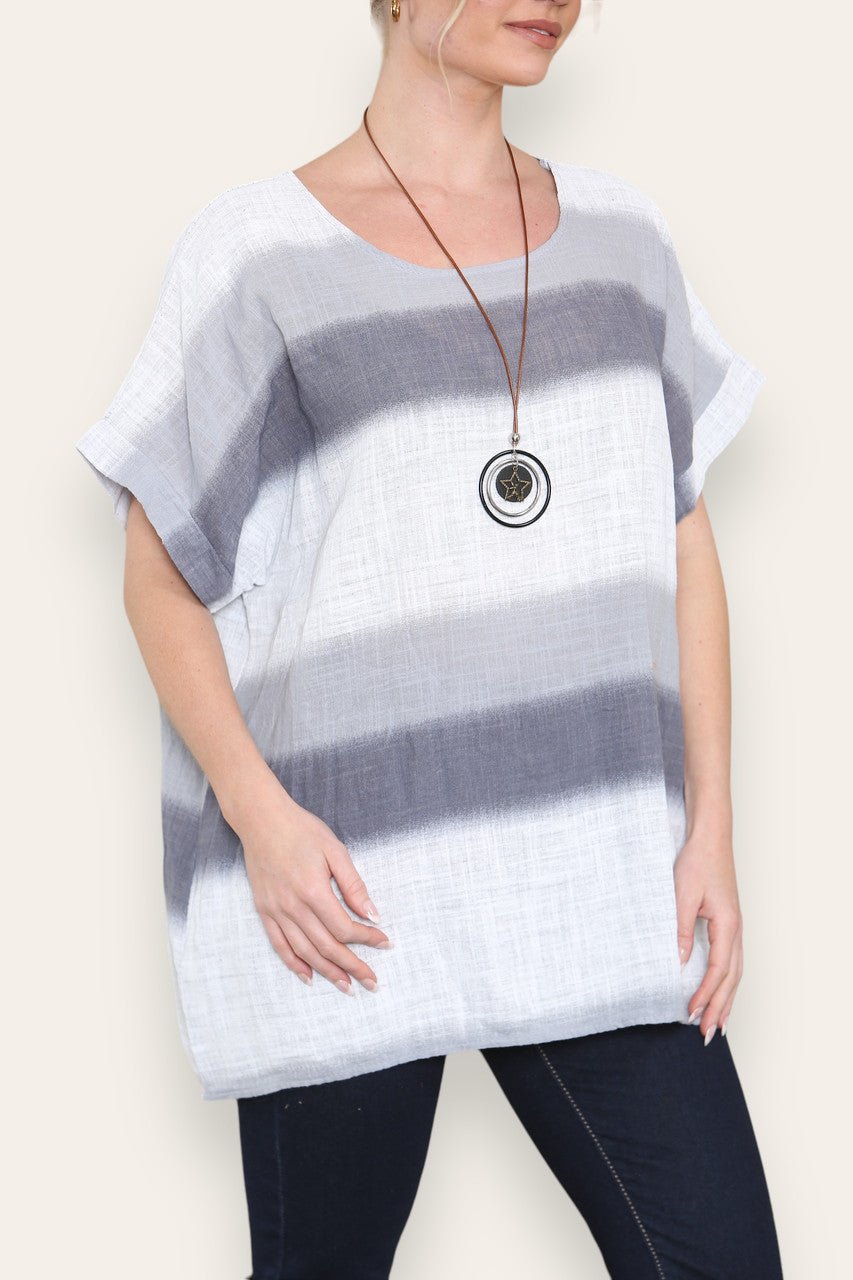 TOP MET OMBREPRINT GRIJS