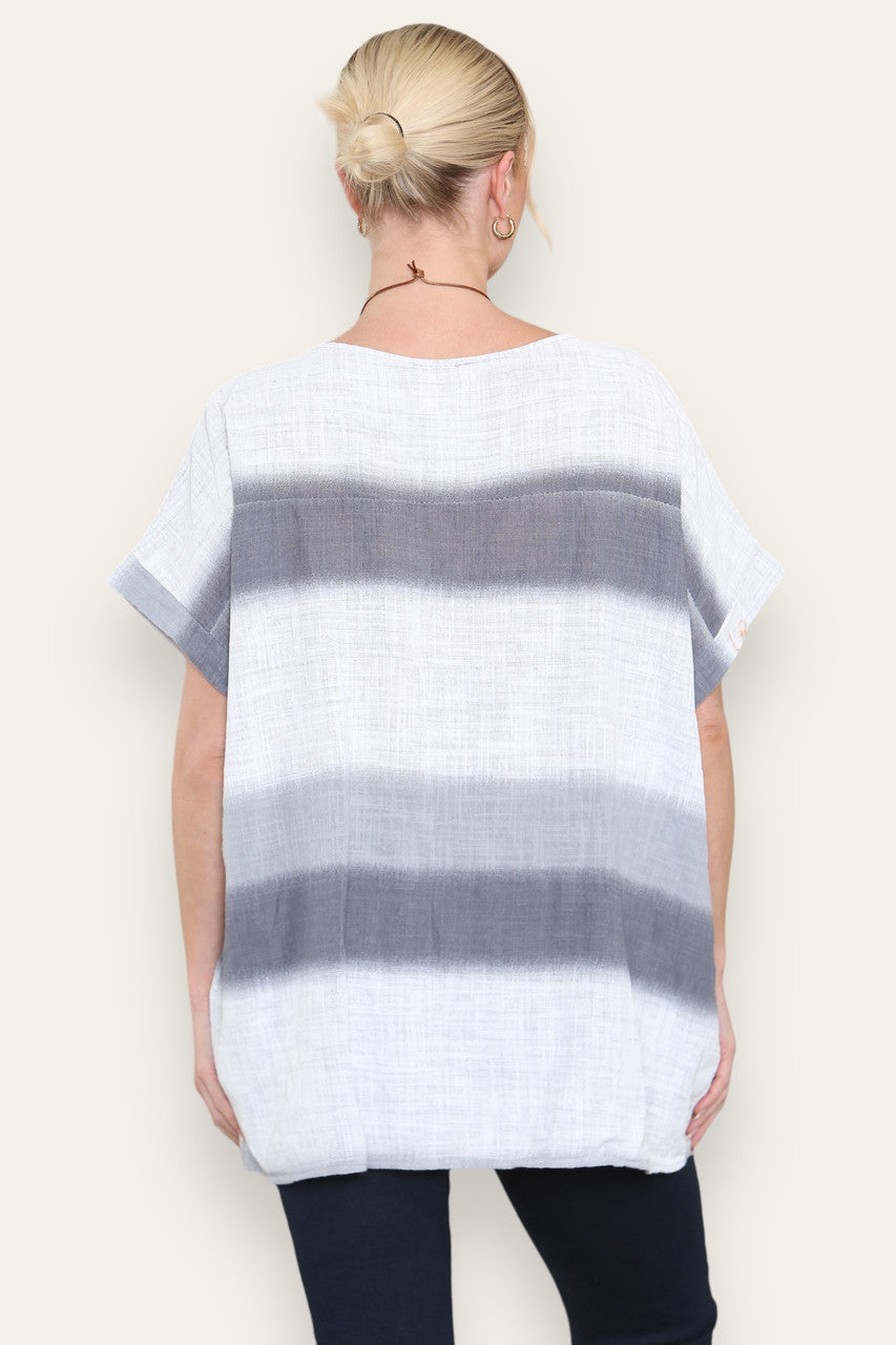 TOP MET OMBREPRINT GRIJS