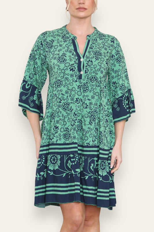 FLORAL PRINT SHIRT DRESS GREEN