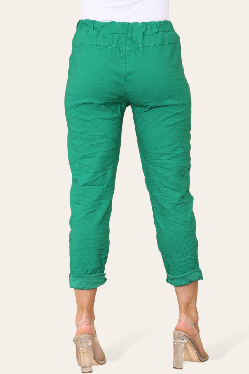 FLORAL PATCHWORK MAGIC TROUSERS GREEN