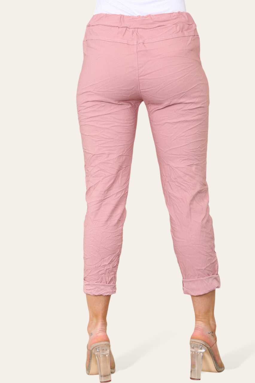 FLORAL PATCHWORK MAGIC TROUSERS DUSTY PINK