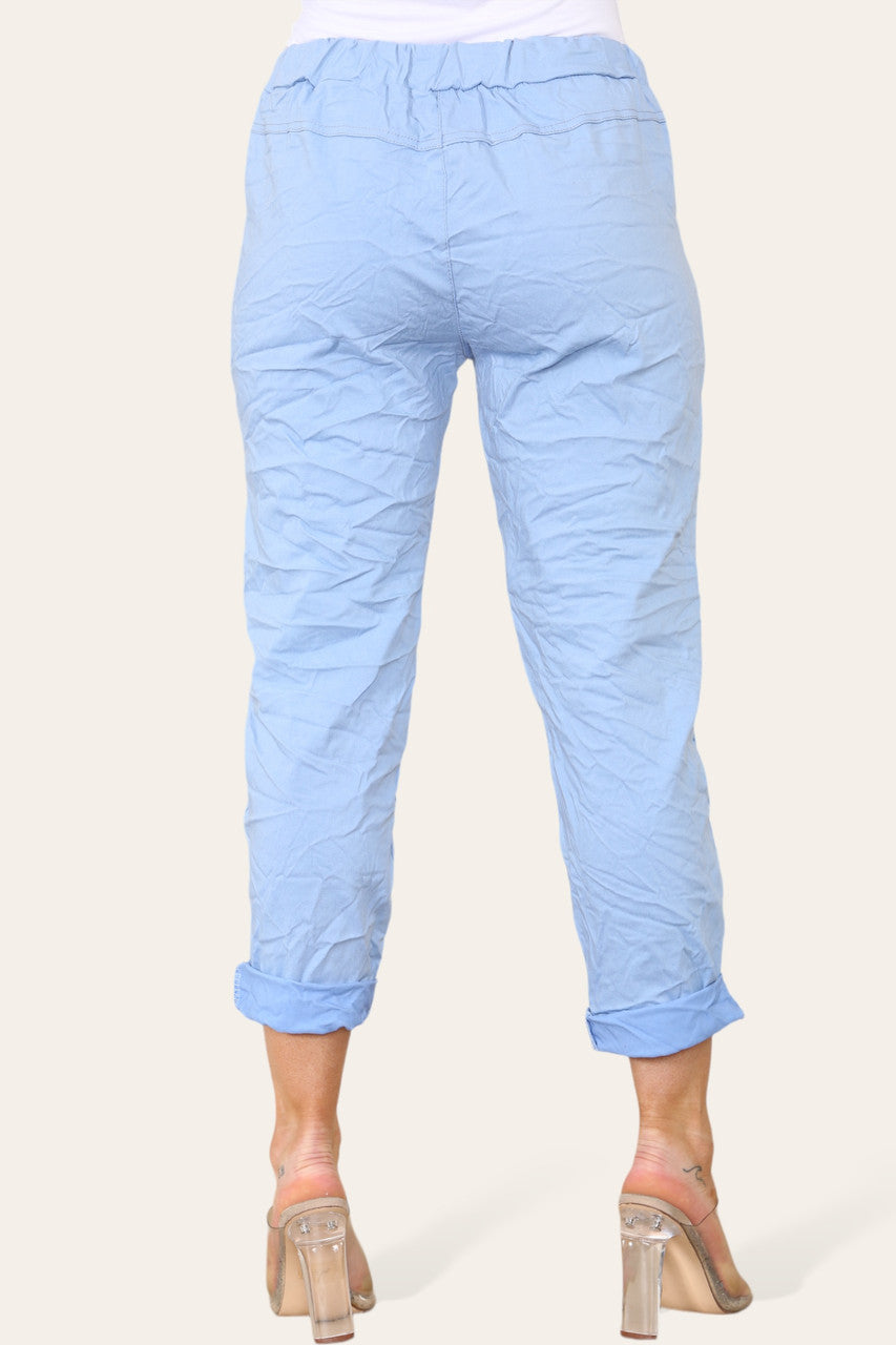 FLORAL PATCHWORK MAGIC TROUSERS LIGHT BLUE