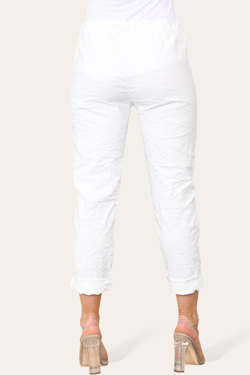 FLORAL PATCHWORK MAGIC TROUSERS WHITE