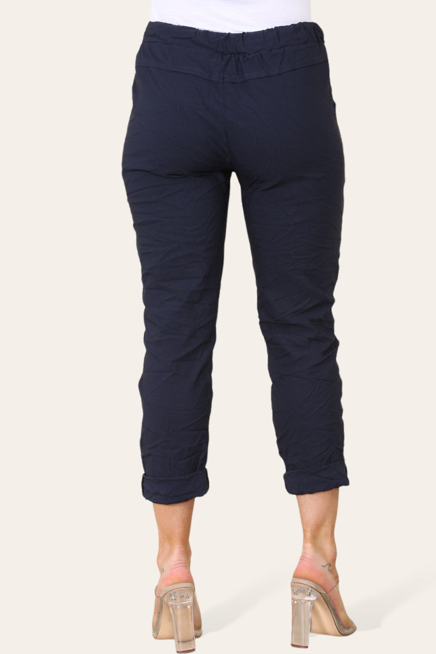 FLORAL PATCHWORK MAGIC TROUSERS NAVY