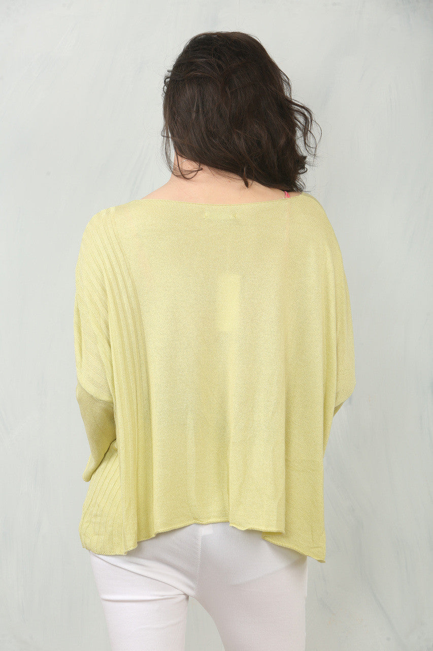 FIJNGEBREIDE SLOUCHY TRUI - LIMOENGROEN