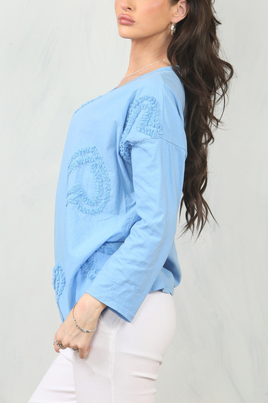 HART GEKNOOPT BOVENSTUK - BLAUW