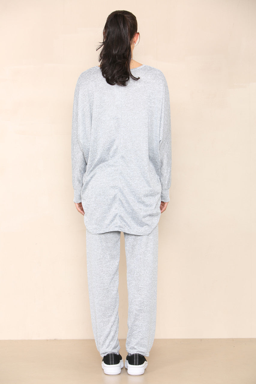 MARL TOP AND TROUSERS SET GREY