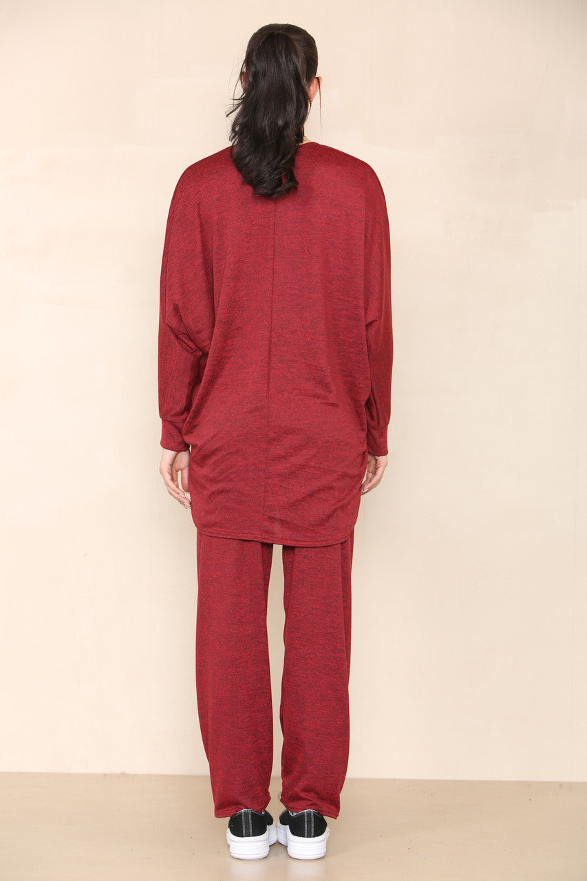 MARL TOP EN BROEKSET BURGUNDY