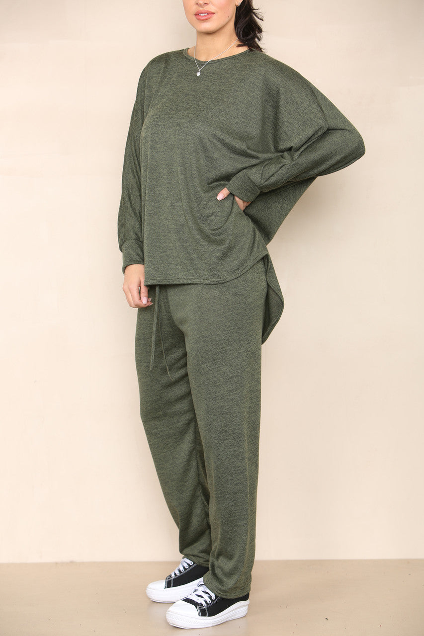 MARL TOP AND TROUSERS SET KHAKI